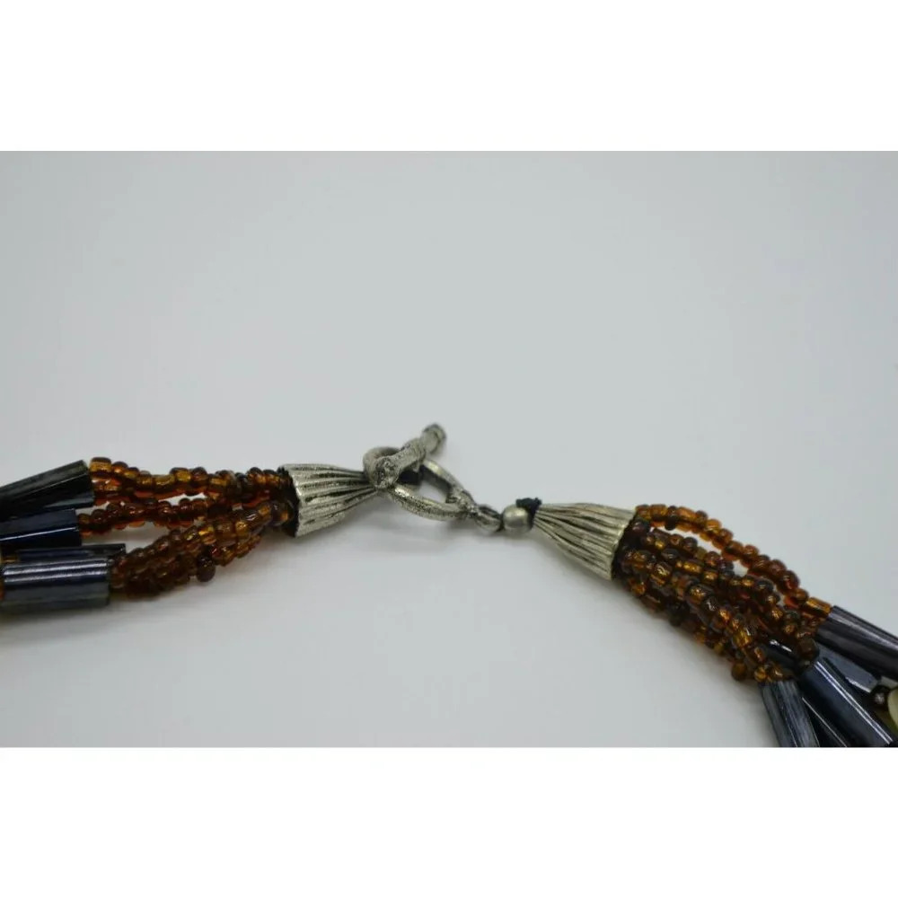 White Abalone Shell Button Black Bead Multi-Stran… - image 4